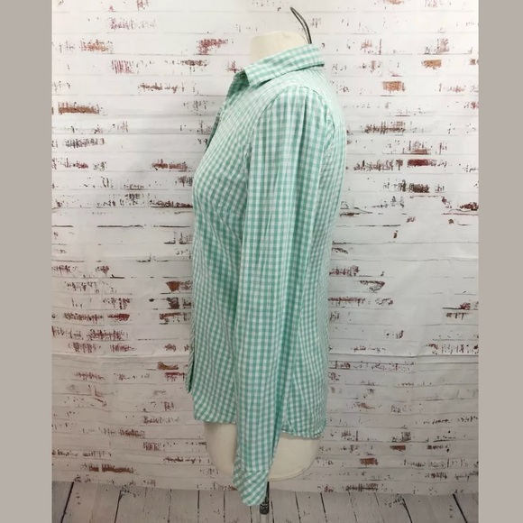 C Wonder Blouse S Aqua Green Check Shrunken Boyfit - Picture 3 of 8
